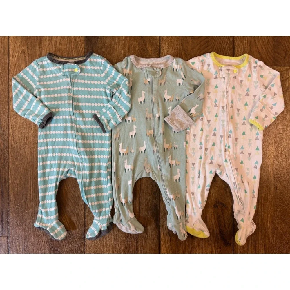 Baby Boy Sleepers 0/3 Months Sleep & Play Zipper Clothes Cloud Island Lot Bundle